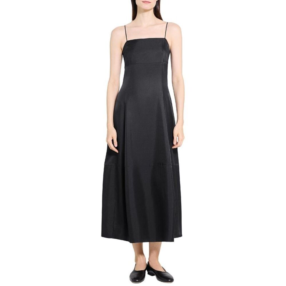 Theory Womens  Parachute Silk Dress, Black